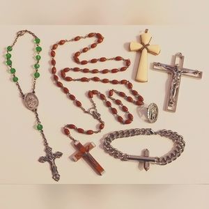 Lot of Rosary Crucifix Cross Jewelry Vintage to Now